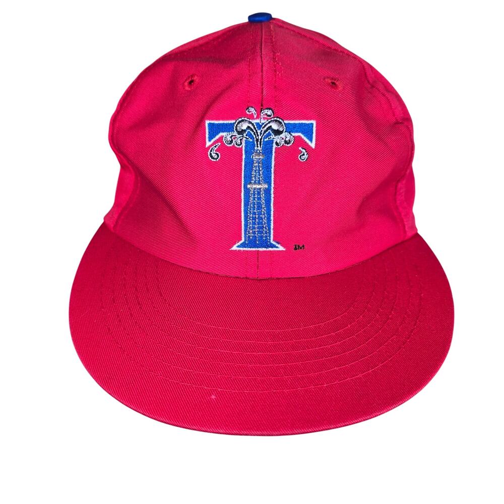Red Blue Tulsa Drillers Snapback Cap Mazzios Krmg sponsored Autograph by player